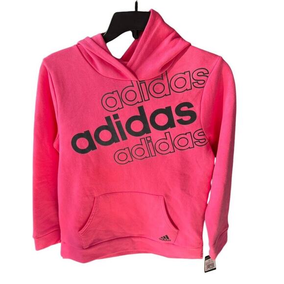 adidas Other - NWT adidas Girls Hooded Pullover Hoodie Size Large 14 Pink